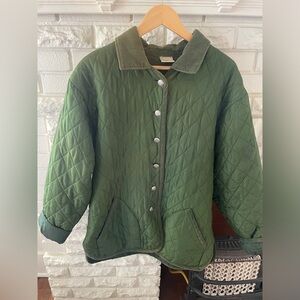 90’s Silk Green Quilted Jacket Sz Large Women’s